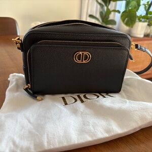 Dior Black and Gold Crossbody Bag with CD Logo